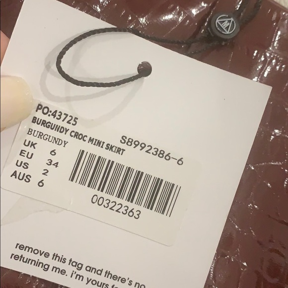 Burgundy Croc Mini Skirt - Picture 5 of 5